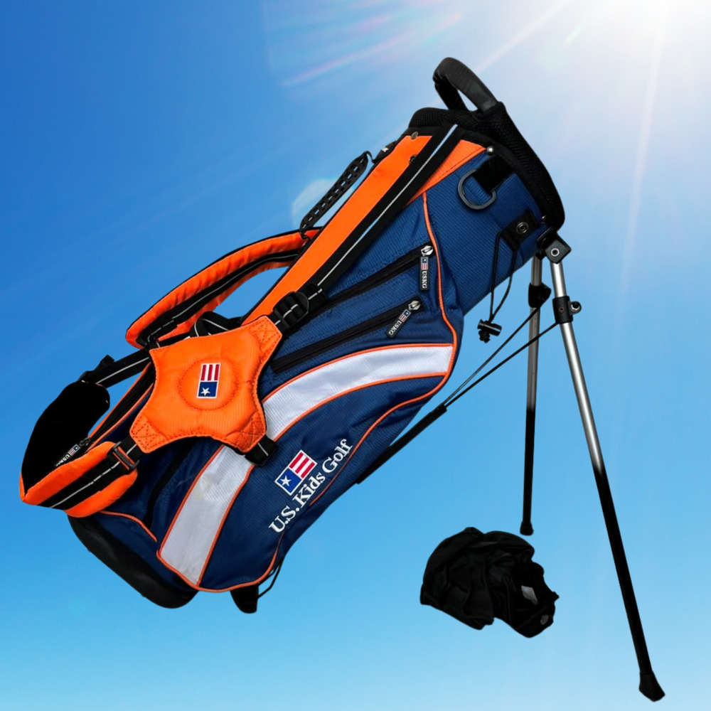 U.S. Kids Golf UL-51 Stand Bag Orange Blue Black 4-Way Divider with Rain Cover
